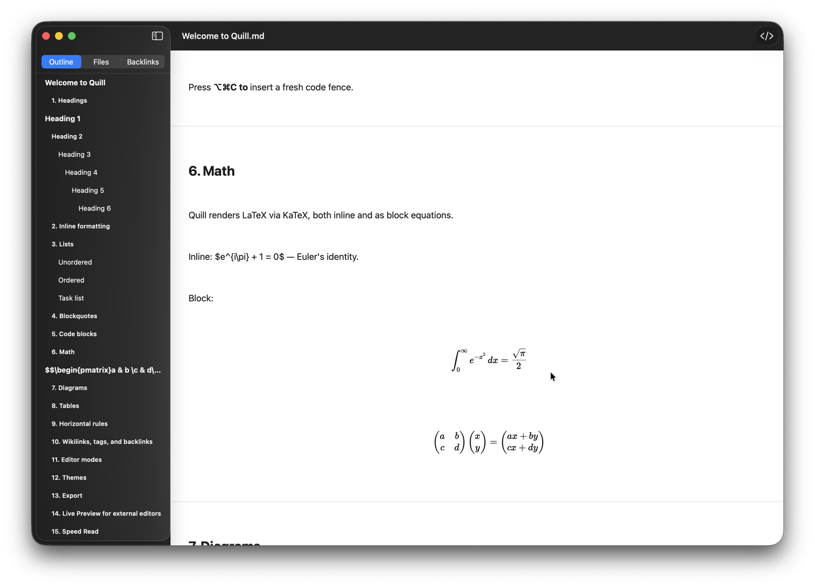 Quill rendering inline and block LaTeX math via KaTeX